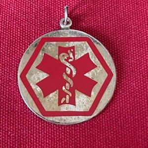 Large Sterling Medical ID Alert Tag Charm
